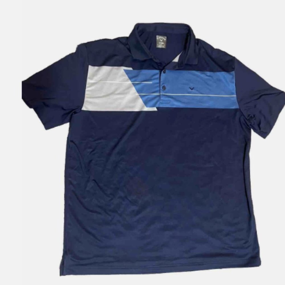 Callaway Mens Blue Opti Dri Polo Golf Shirt Size LARGE